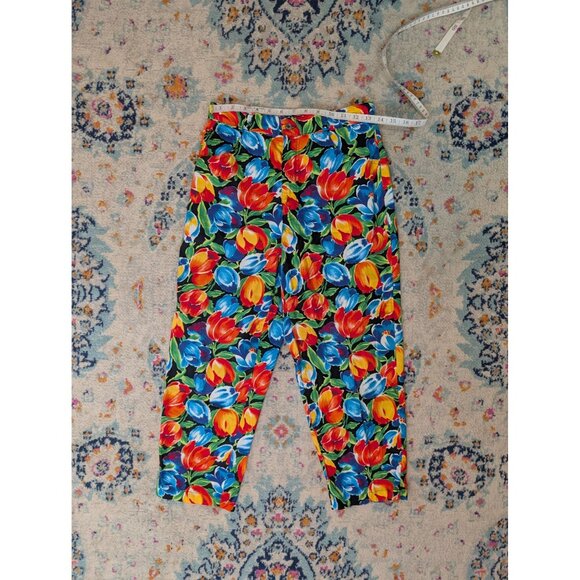 Gap Womens Floral High-Waisted Vibrant Tulip Print 100% Cotton Pants Size 9/10 - Picture 5 of 9